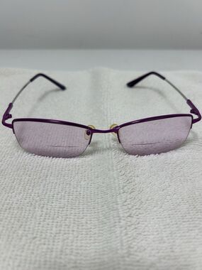 M•X Purple Metal Rectangular Half Rim Eyeglass Frames 130mm